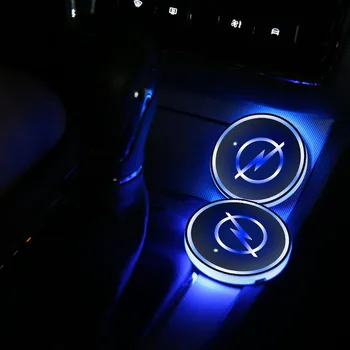 Automobilių Fluorescentinė Puodelio Padas Auto Logotipą, LED Šviesos Kilimėlis Opel Astra H, G, J, Insignia Mokka Zafira Corsa Vectra C D Reikmenys Prekės