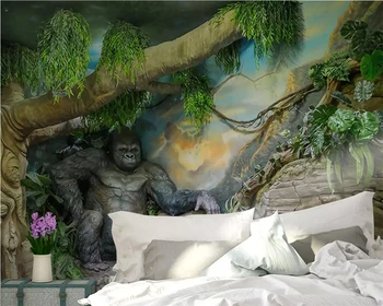 Beibehang Užsakymą tapetai ranka-dažytos gorila vaikų kambarys freskomis namų dekoro kambarį, TV foną, sienos 3d tapetai
