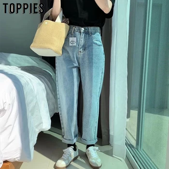 Vintage blue mama džinsai aukšto juosmens džinsai 2020 korėjos džinsinio audinio kelnės moterims mados streetwear