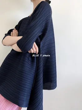 TIANPEI Miyake rudenį 2020 m. moteris raišteliu klostes plius dydis t-shirt, Derliaus estetinį aprangos laisvas megztinis tingus drugelis viršūnės