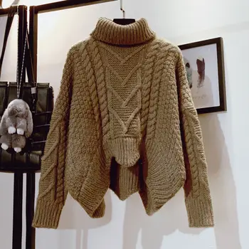 Pavasario/rudens moterų drabužių kompiuterio moterų megzti megztiniai europos megztiniai golfo laisvi megztiniai viršutiniai drabužiai plius dydis