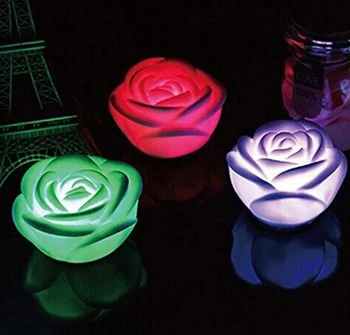 Romantiška Rožių Žiedų LED Žvakių Šviesos Spalva Pasikeitė Lempa LED Nakties Žiburiai Vestuves Apdaila