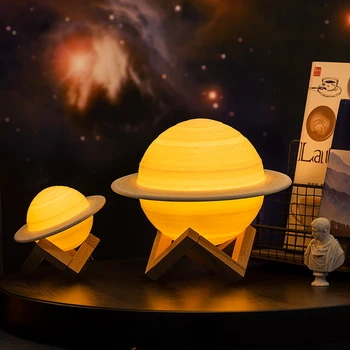 3D Spausdinimo Saturnas Lempos Jutiklinis Nuotolinio LED Nakties Šviesos Apdaila, Apšvietimas, Mėnulio šviesos USB Įkrovimo Planetos Lempa Vaikams, Vaikų Dovanų