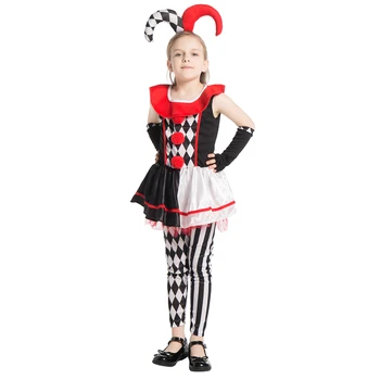 Merginos Blogio Arlekinas Medaus Juokdarys Kostiumas Childs Zombie Cirko Helovinas Fancy Dress