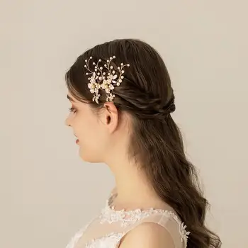 O556 Retro dažytos mergina gėlių karoliukai bling rankų darbo kinų perlas nuotakos vestuvių plaukų įrašą plaukų segtukai plaukams