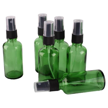 6pcs 50ml Green Stiklo Purškimo Butelis w/ Juoda Bauda Rūko Purkštuvu eterinio aliejaus buteliai tušti kosmetikos konteineriai