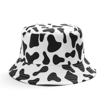 2020 Naujas Grįžtamasis Juoda Balta Karvė spausdinti Kibiro Kepurę Moterys Vyrai Mada saulės Panamos skrybėlė Žvejys bžūp Unisex Atsitiktinis Hip-hop Kepurės