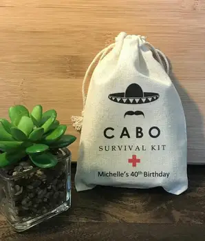 Cabo san lucas, meksikoje gimtadienio, vestuvių naudai krepšiai bridesmaid Bachelorette Pagirios atkūrimo Survival Kit šalis Saldainių maišeliai