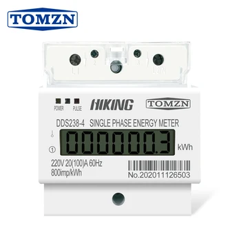 20(100)220V 60 HZ Vienos fazės Din bėgelio KWH Vatų valandą din-rail energijos skaitiklis LCD