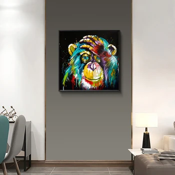Spalvinga beždžionė touch galvos gyvūnų Drobės plakatas ir spausdinimo Sienos Nuotrauka Kambarį Spausdinti Meno Tapybos Namų Dekoro