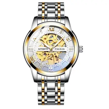 Aukso Mechaniniai Laikrodžiai Visiškai Savarankiškai, Likvidavimo Automatinis Riešo Žiūrėti Fahsion Prabanga Skeletas Diamond Dial Tourbillon Laikrodžiai Vyrams