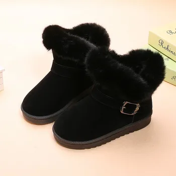 Nauja Rudens žiemos Butai Merginos Batai Vaikų Mados Furry sniego Batai Neperšlampami jungiamąją Vaikai Kulkšnies Bateliai Atsitiktinis šiltas batai