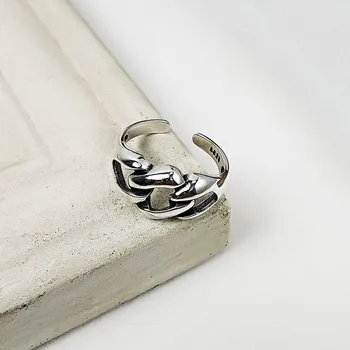 Asmenybės Lady Grandinės Pynimo Modelį Piršto Žiedai, Moterų Papuošalai Madinga 925 Sidabro Merginos Žiedas Priedai Atidaryti Dydis Moterų Žiedai