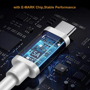 100W USB C Tipo Greito Įkrovimo Kabelis Laido E-mark Chip DC Maitinimo Adapteris Jungtis, Keitiklis 