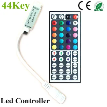 50pcs/daug 44Keys RGB LED valdiklis Baterijos įtrauktos IR Nuotolinis Valdiklis su RGB Prievadas RGB 5050 3528 led juosta dhl