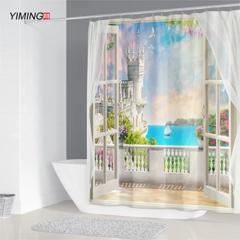 3D gražus gamtovaizdis už durų spausdinimo dušo užuolaidos poliesteris atsparus vandeniui miltligė, užuolaidos vonios sienelė užuolaidų