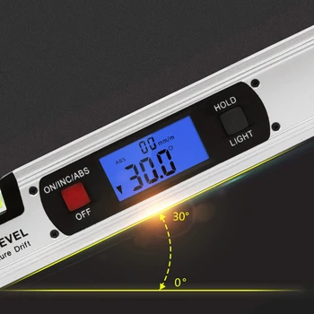 400mm balta Skaitmeninis Kampo Ieškiklis Lygio Vertikaliai Inclinometer 360 laipsnių Intervalas šlaito bandymo Liniuote, Matlankiu Valdovas Goniometer Indikatorius