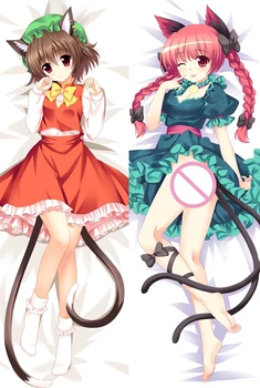 Anime TouHou Project Požeminis Animism pobūdžio seksuali mergina Kaenbyou Nin Dakimakura mesti pagalvę padengti Kūno Hugging užvalkalas