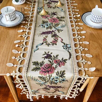 Nauja Europos stalo runner Sielovados sodas staltiesė stalo bėgikų šiuolaikinės pakabukas fortepijonas viršelis romantiška staltiesės siuvinėjimas