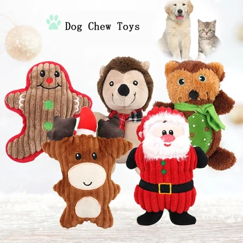 Kalėdų Šunelis Žaislai Mielas Animacinių Filmų Formos Šuo Šuniuką Kramtyti Žaislus Kalėdų Pliušinis Patvarus Pet Squeaky Žaislų, Šunų Dantų Valymo Reikmenys