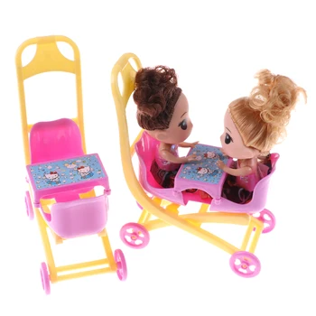 ZTOYL Mini Kawaii 2vnt Lėlės+1pc vežimėlis Dvivietis Vežimėlis acc namas Baldai vaikas žaislai, Vežimėliai Vežimėlis Darželio Žaislai