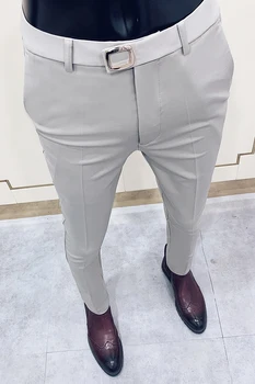 2020 M. Pavasario Vasaros Vyrų Kelnės Slim Korėjos Vyrų Elastingumą Atsitiktinis Kelnės Mados Verslo Suknelė Pants Vyriškos Vestuves Ziajać Kostiumas