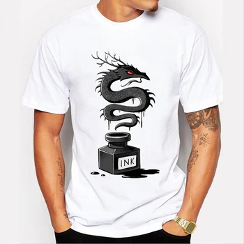 Rašalo Varnas vyrų individualų t-shirt Rašalo Dragon retro spausdinti Vyrų mados viršūnes Punk stiliaus mados hipster dizainas cool tee marškinėliai
