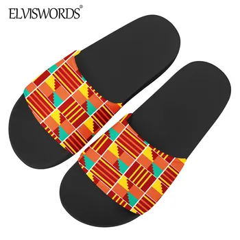 ELVISWORDS Kietas Afrikos Modelis Guminės Šlepetės Moterims, Vyrams Vasaros Atsitiktinis Mados Sandalai Paplūdimio Skaidrių Butas Batai