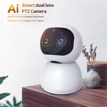 AI Dual Len Zoom Belaidė IP Kamera, WiFi ir SPINDULIŲ Naktinio Matymo Balso Skambučio Kūdikio stebėjimo Protingo Namo Apsaugos Stebėjimo Kameros