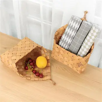 Sodo rankomis austi medienos krepšelį audimo saugojimo krepšys Vaisių ir daržovių krepšelį audimo krepšelį Saugojimo krepšys kempingas krepšelio