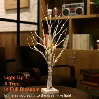 60cm Velykų Medžio Apdaila, su 24pcs Led Žibintai lemputės Šakelė Medžio, Už Kiaušinių Pakabinti 
