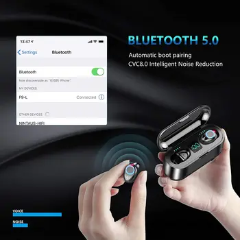 Bluetooth 5.0 Tiesa, Belaidžių Ausinių Vandeniui TWS Stereo Ausines, iPhone, Android Įkrovimo Box in-Ear Ausinės, laisvų Rankų įranga