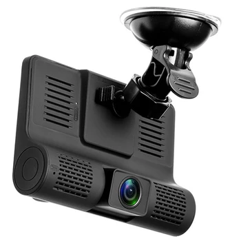 Full HD 1080P 4.0 Colių Automobilių Brūkšnys Cam 3 Objektyvo Naktinio Matymo Dashcamera 8 Žibintas Galinio vaizdo Kamera Vaizdo Auto Automobilis skaitmeniniai vaizdo įrašymo įrenginiai Registrator