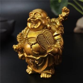 Aukso Feng Shui Maitrėjos Laughing Buddha Statula, Skulptūra Ornamentu Sodas, Namų Apdaila Kinijos Laimingas Budos Statula Statulėlės