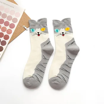 2020 mados ilgai kojinės moterims spalva animacinių filmų mielas Kawaii katė nėrinių juokinga harajuku grynos medvilnės Rudens Žiemos Ponios kalėdų dovana