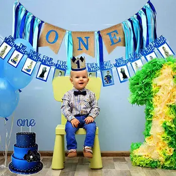 Baby 1-asis Gimtadienis, Aukšta Kėdutė Reklama Tortas Smash Su Karūna Berniuko, Šalies Prekių Gimtadieniu Pirmojo Gimtadienio Dekoracijos