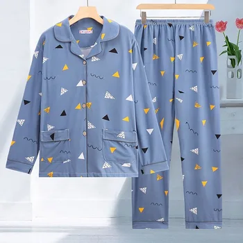 Namų Drabužių Moterų Plius Dydis Pižama Moterims Pigiama Donna Geometrinis Spausdinti Sleepwear Nustatyti Žiemos Pižamos Moterims Pijama Mujer