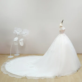Fansmile Kokybės Ilgo Traukinio Vestido De Noiva Nėrinių Vestuvių Suknelės 2020 Plus Size Individualų Vestuvių Suknelės, Vestuvių Suknelė FMV-162T
