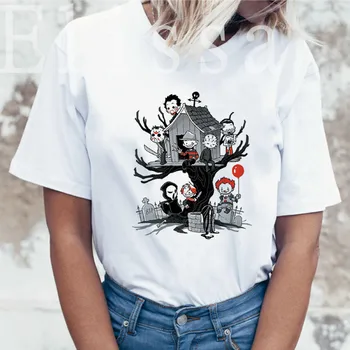 Chucky siaubo Harajuku Graphic marškinėliai Moterims Atsitiktinis Streetwear Helovinas Estetinį aprangos Anime Ullznag Juokingas Animacinių filmų T-shirt