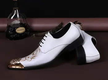 Naujas Rankų darbo Vyrai baltasis Džentelmenas Prabangūs batai ir Aukso Viršų Mados Prom ir Banketų vyrų suknelė, batai, vyriški butai
