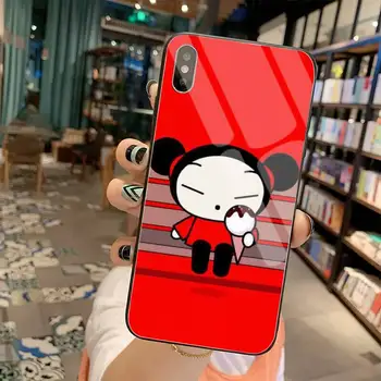 Animacinių filmų kinijos lėlės pucca ir garu Telefono dėklas Grūdintas Stiklas iPhone 11 Pro XR XS MAX 8 X 7 6S 6 Plus SE 2020 atveju