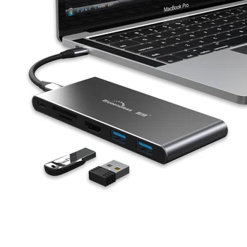 USB Tipo C 3.1 Splitter 3 Port USB C HUB su Multi USB 3.0 HDMI Adapteris, skirtas 
