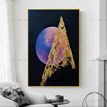 Mados Rankų darbo Anotacija Aukso Violetinė Mėnulis Aliejaus Tapybai už Kambarį Šiuolaikinės Tapybos sienų dekoras nuotraukos meno Dovana
