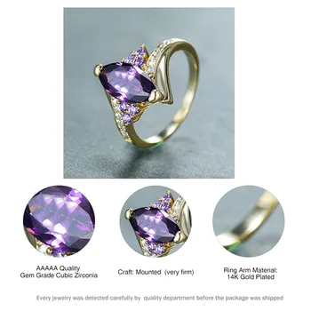 Senovinių Moterų Violetinė Crystal Akmens Žiedas, Žavesio Aukso Spalvos Plonas Vestuviniai Žiedai Moterims, Madingų Cirkonis Lapų Vestuvinis Žiedas