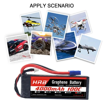 HRB Grafeno Baterija 6S 22.2 V 4000mah 100C XT90 jungtis Lipo Baterija Goblin 570 AlIGN trex 450L 550 sraigtasparnis RC Automobilių Valtis