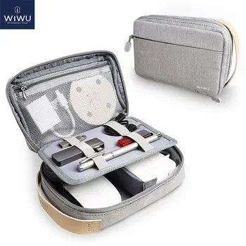 WiWU Saugojimo Krepšys Keliaujant Skaitmeninės Elektronikos Priedai Dėklas atsparus Vandeniui Baterijos Laikymo Dėžės, USB Kabelis Užrašinė Maišelyje Atveju