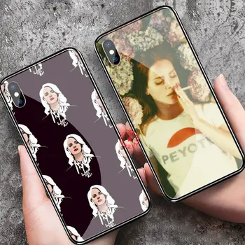 Lana Del Rey Juokinga Mados Grūdintas Stiklas Case for iphone 5 5S SE 6 6S 7 8 Plius 11 Pro X XR XS Max Pro Dangtelį