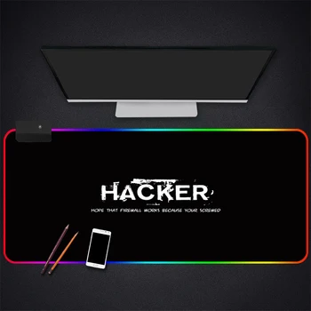 Anime Hacker Gaming RGB Kilimėlis Didelis Fiksavimo Krašto Speed Žaidimas Žaidėjus LED Pelės Padas Minkštas Nešiojamas kompiuteris Notebook Kilimėlis