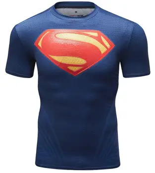 Vyriški Suspaudimo Sporto Treniruoklių T-shirt, Vyrai, Superhero Marškinėliai Velykų Vaidmenų Atostogų Šalis Supermenas Skaitmeninis Spausdinimas