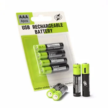 ZNTER 400mAh Įkraunamos AAA Baterijos, USB Kabelis, 2vnt/4pc kortelės AAA 1,5 V USB linija įkrovimo baterijas Ličio Polimerų Baterija